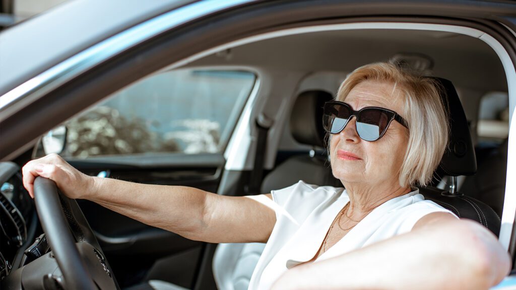 Older Driver Driving on a well designed street - Street Design for Older Drivers